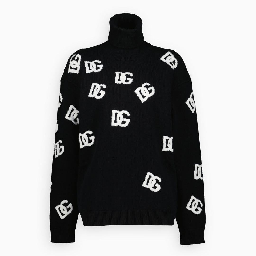 Dolce & Gabbana  Black Wool Scattered Logo Jumper Veronique Luxury Collections