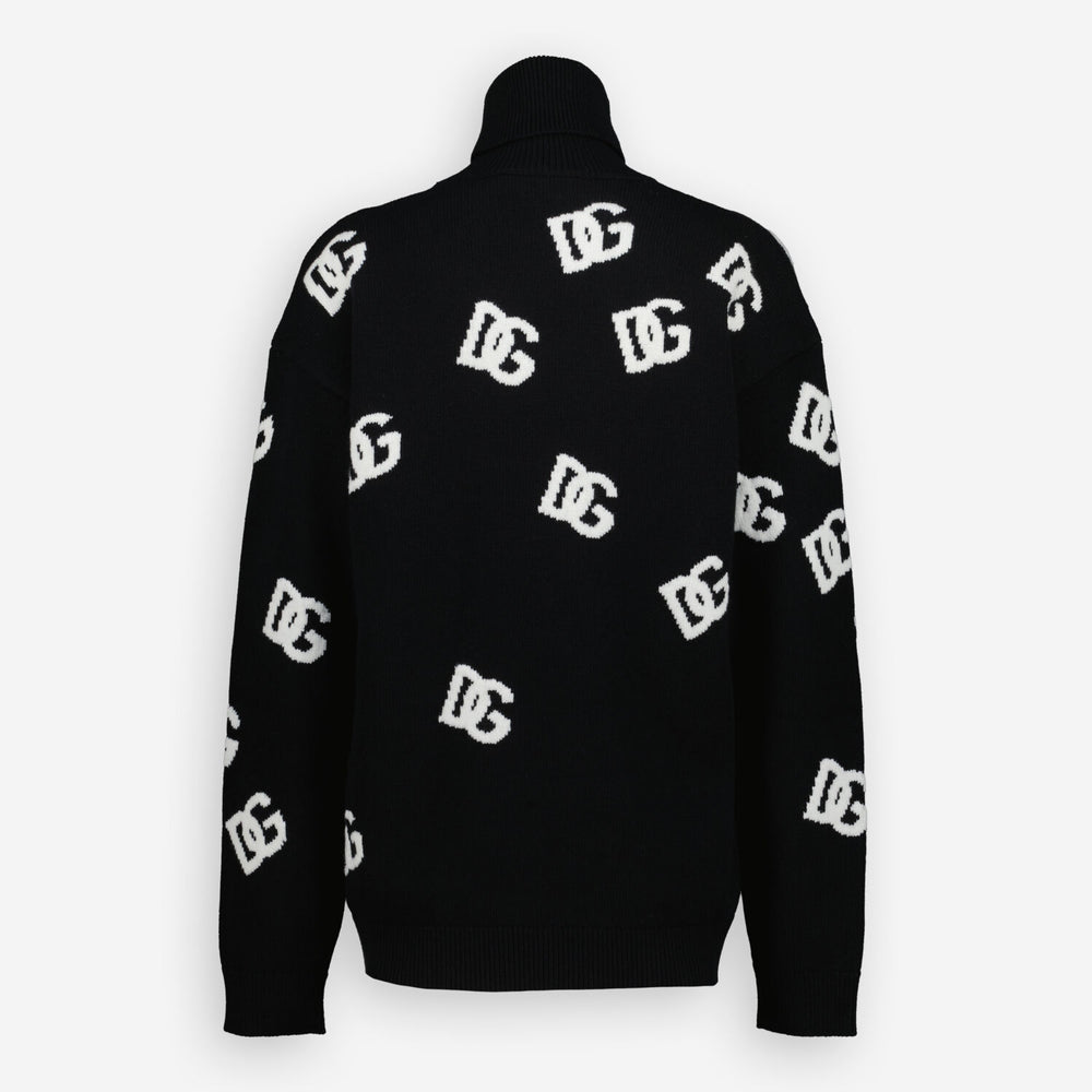 Dolce & Gabbana  Black Wool Scattered Logo Jumper Veronique Luxury Collections