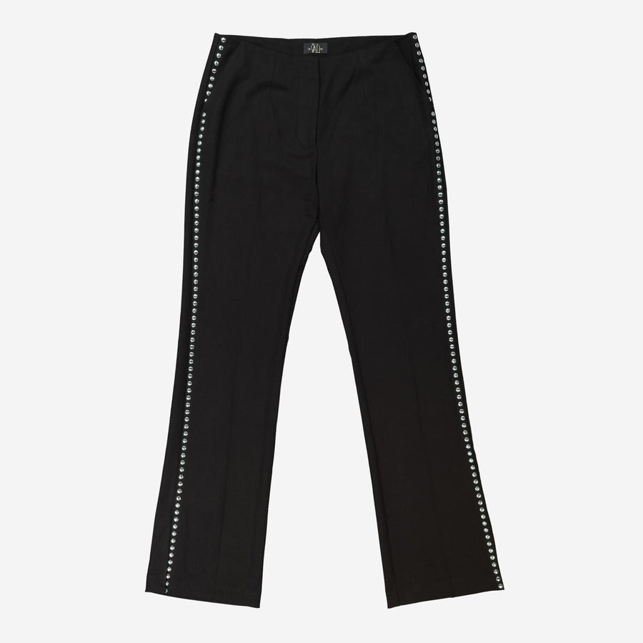 De La Vali  Black Side Studded Trousers Veronique Luxury Collections