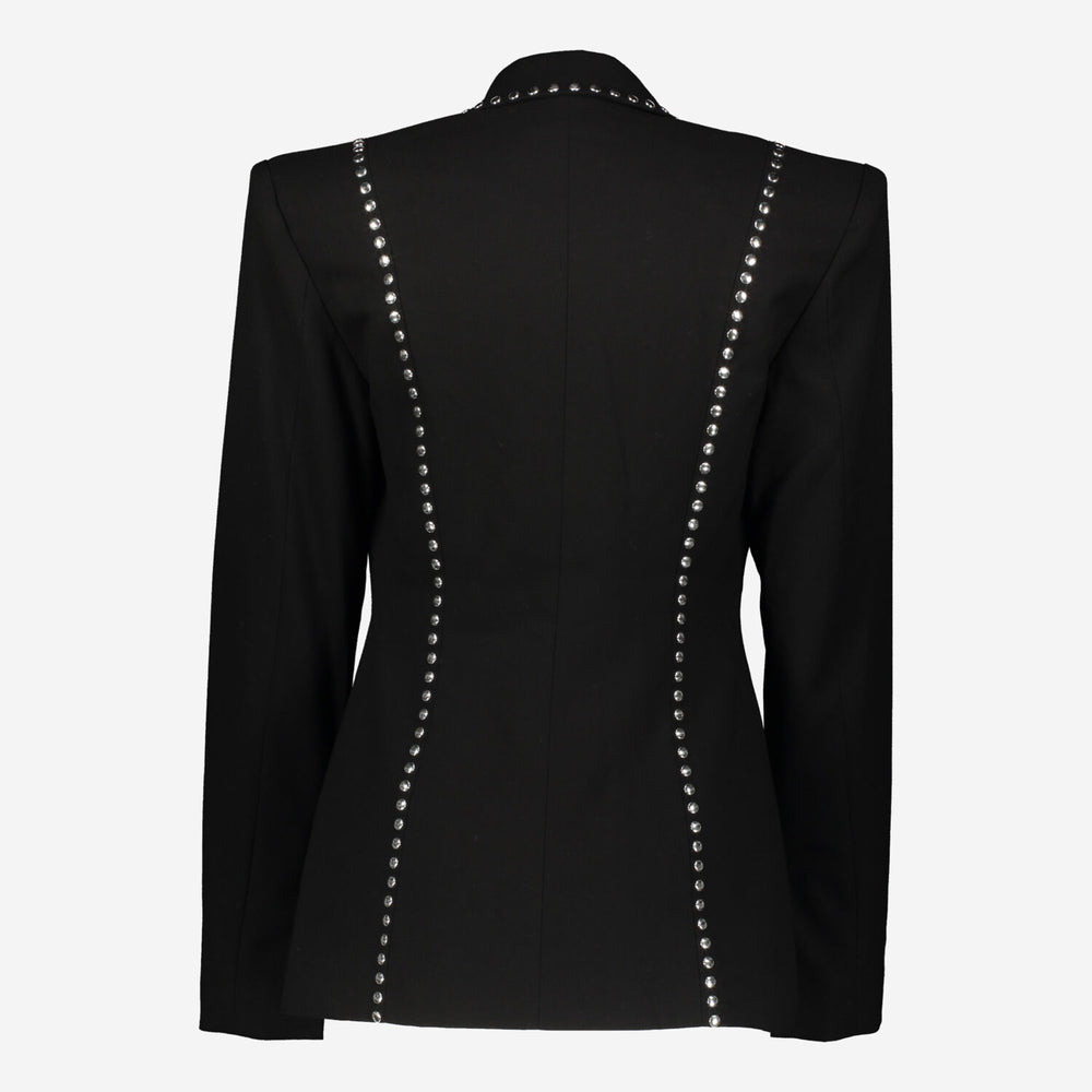 De La Vali  Black Studded Trim Jacket Veronique Luxury Collections