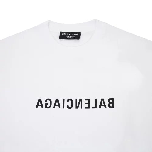 BALENCIAGA  White Mirrored Logo T Shirt Veronique Luxury Collections