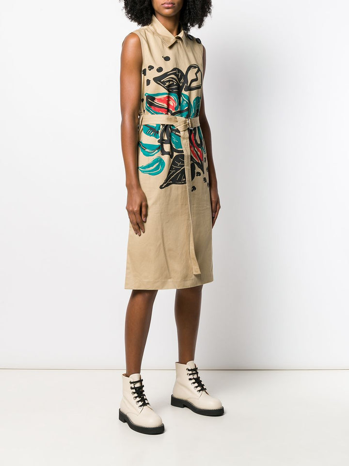MARNI  Brown Abstract Midi Dress Veronique Luxury Collections