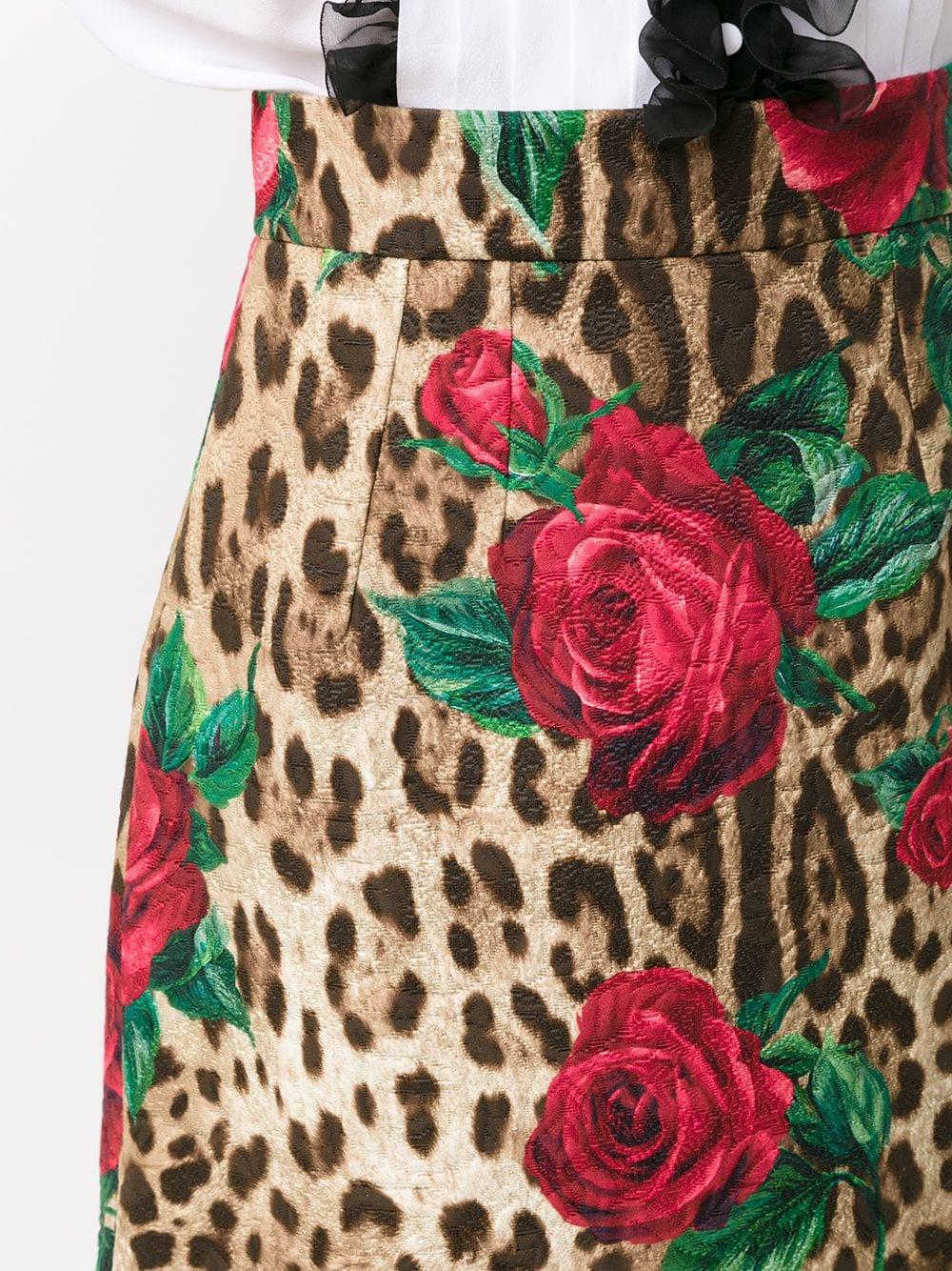 DOLCE & GABBANA LEOPARD Print Multicolour Rose  Skirt Veronique Luxury Collections
