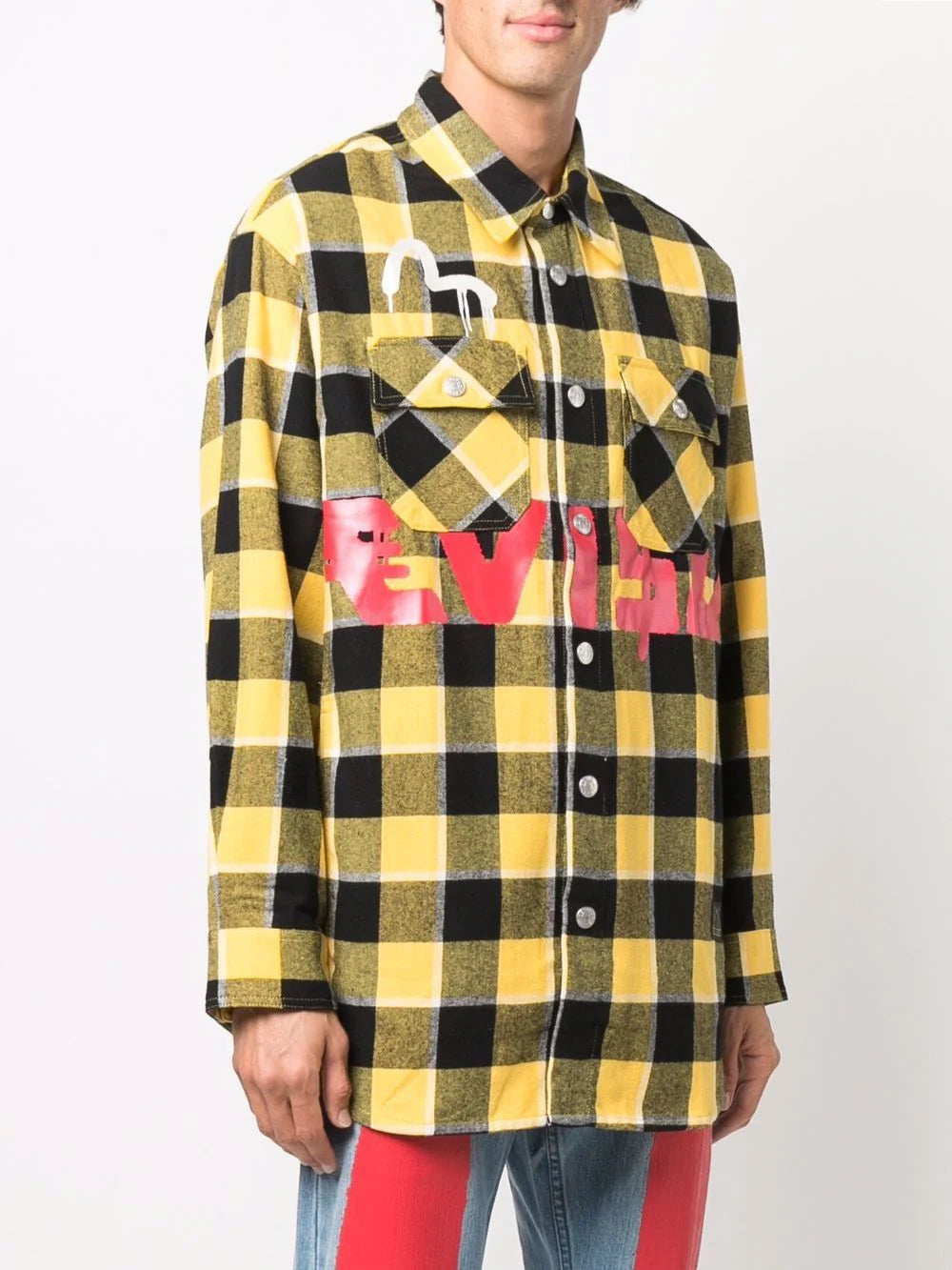 EVISU x Sfera Ebbasta check-print cotton OVERSIZED SHIRT