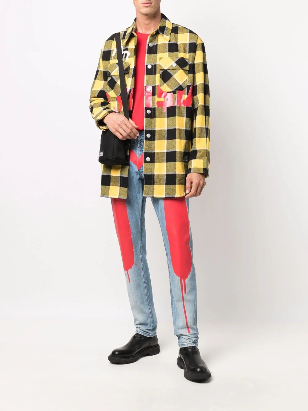 EVISU x Sfera Ebbasta check-print cotton  OVERSIZED SHIRT Veronique Luxury Collections