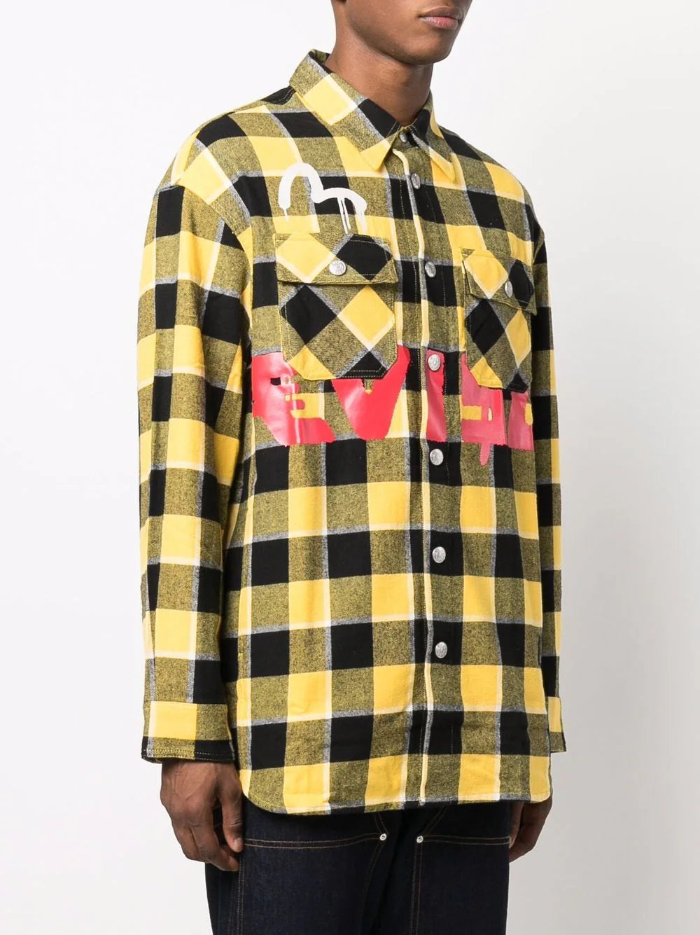 EVISU x Sfera Ebbasta check-print cotton  OVERSIZED SHIRT Veronique Luxury Collections