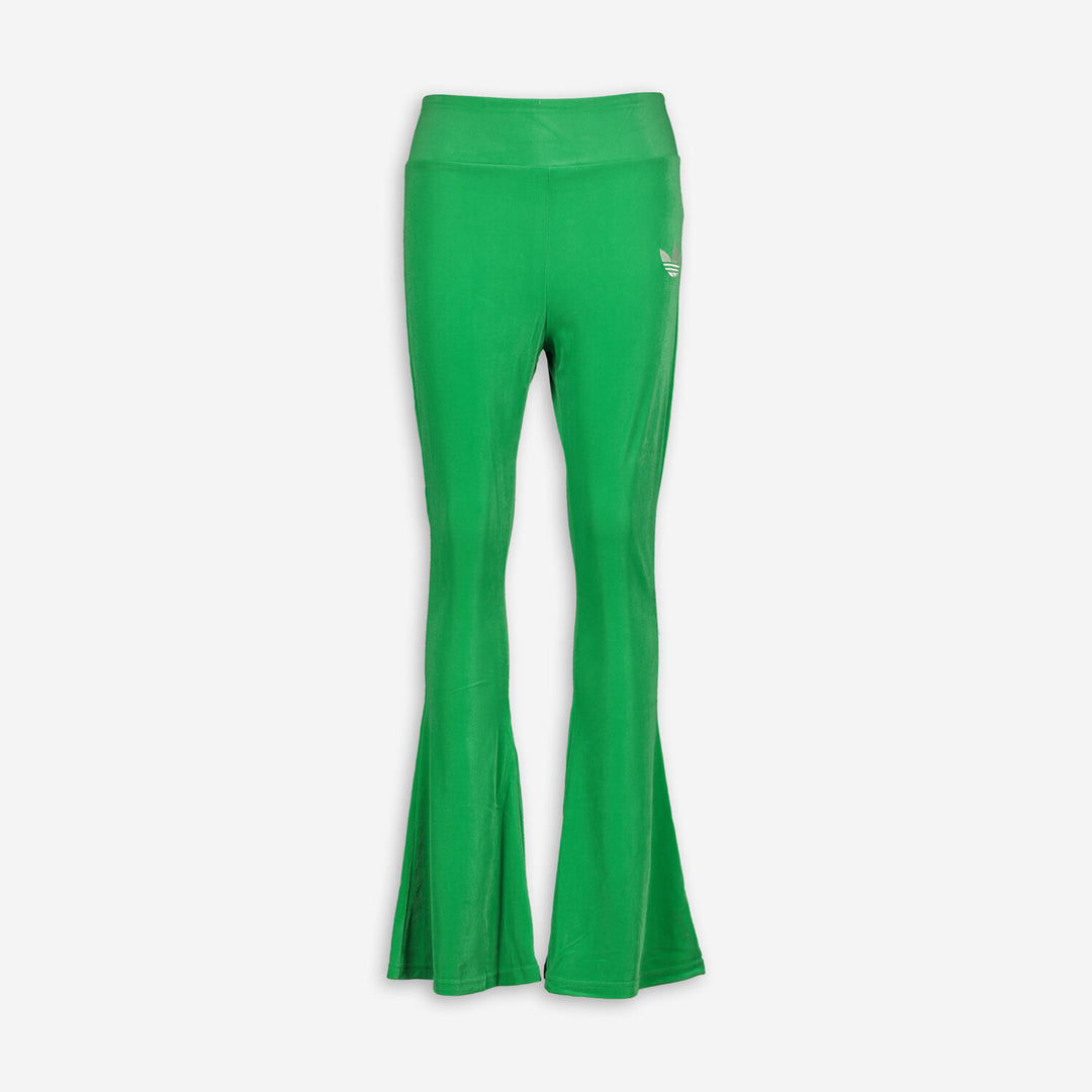 ADIDAS  Green Velour Flared Joggers Veronique Luxury Collections