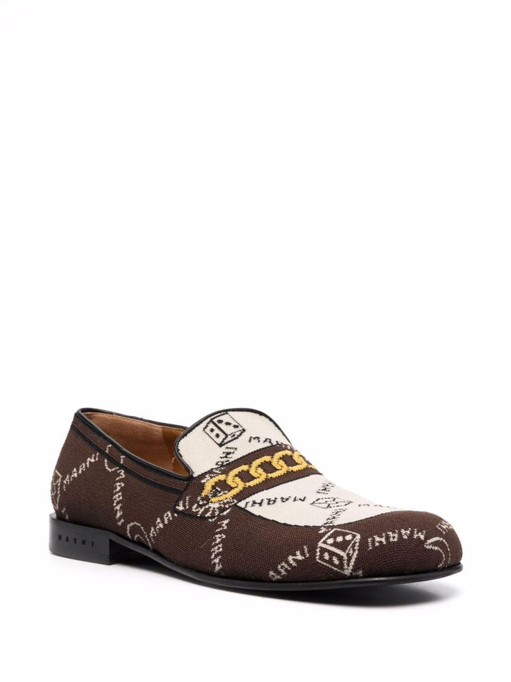 MARNI  Brown Monogram Loafers Veronique Luxury Collections