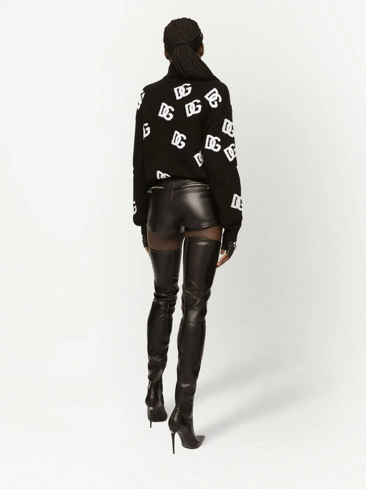 Dolce & Gabbana  Black Wool Scattered Logo Jumper Veronique Luxury Collections