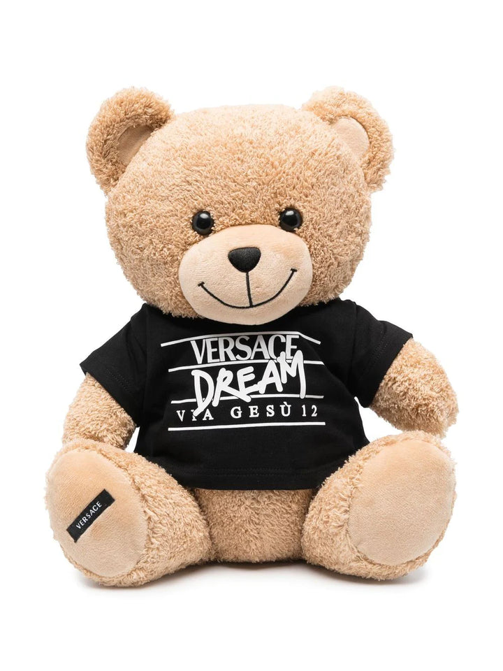 VERSACE  Black & Brown T Shirt Faux Fur Teddy Bear Veronique Luxury Collections
