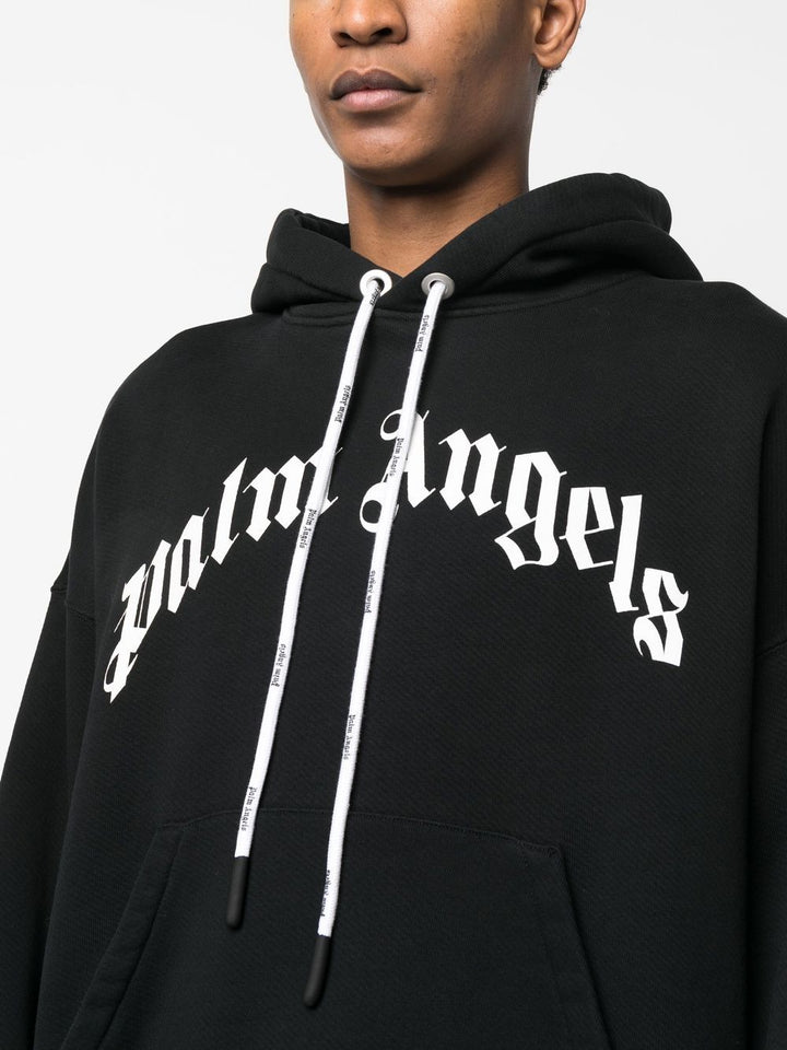 Palm Angels curved logo-print hoodie Veronique Luxury Collections