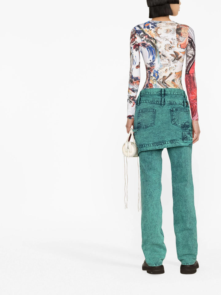 ANDERSSON BELL  Green & Blue Dyed Straight Leg Jeans Veronique Luxury Collections