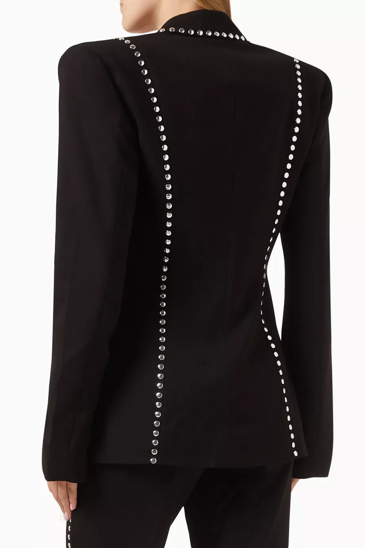 De La Vali  Black Studded Trim Jacket Veronique Luxury Collections