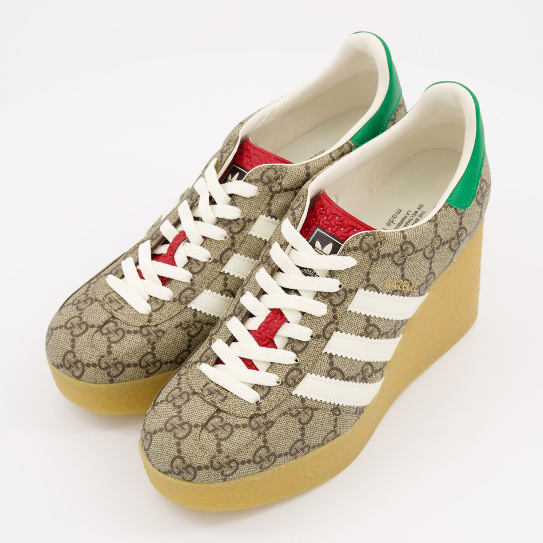 Gucci x Adidas  Beige Logo Wedge Trainers Veronique Luxury Collections