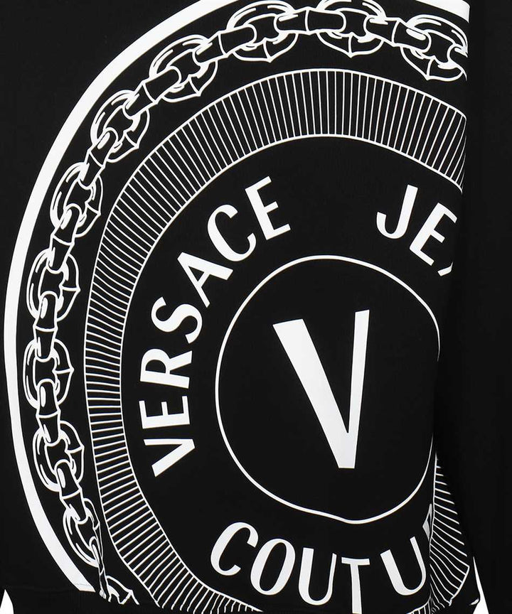 VERSACE JEANS COUTURE COTTON V-EMBLEM PRINT BLACK SWEATSHIRT Veronique Luxury Collections