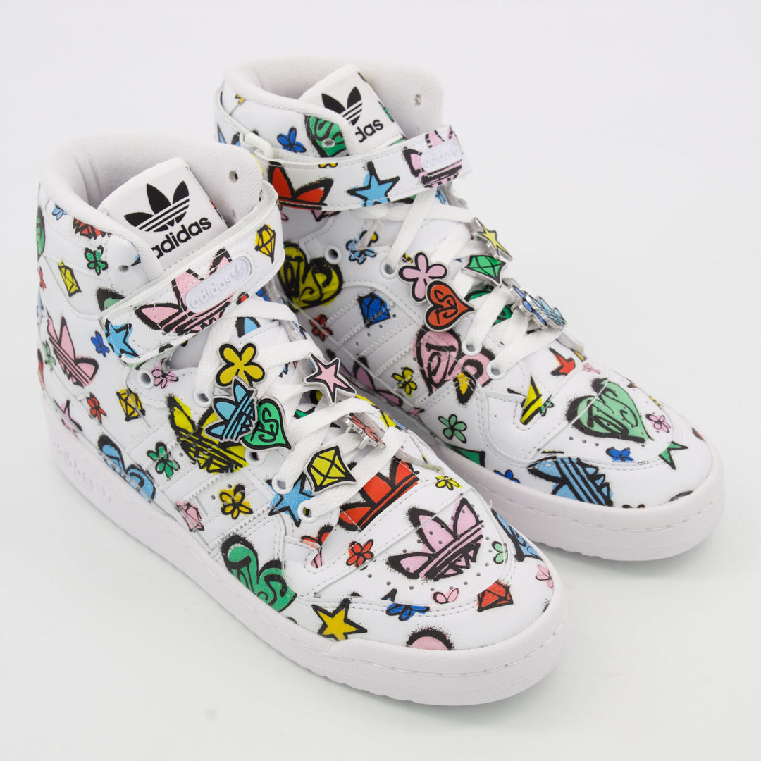 ADIDAS X JEREMY SCOTT  White JS Forum 84 Hi Mono Trainers Veronique Luxury Collections