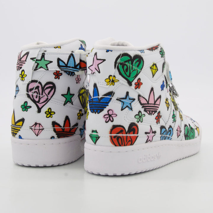 ADIDAS X JEREMY SCOTT  White JS Forum 84 Hi Mono Trainers Veronique Luxury Collections