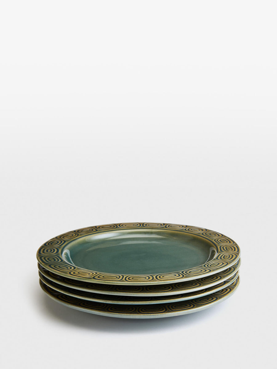 SOHO HOME  Four Pack Green Grace Side Plates Veronique Luxury Collections
