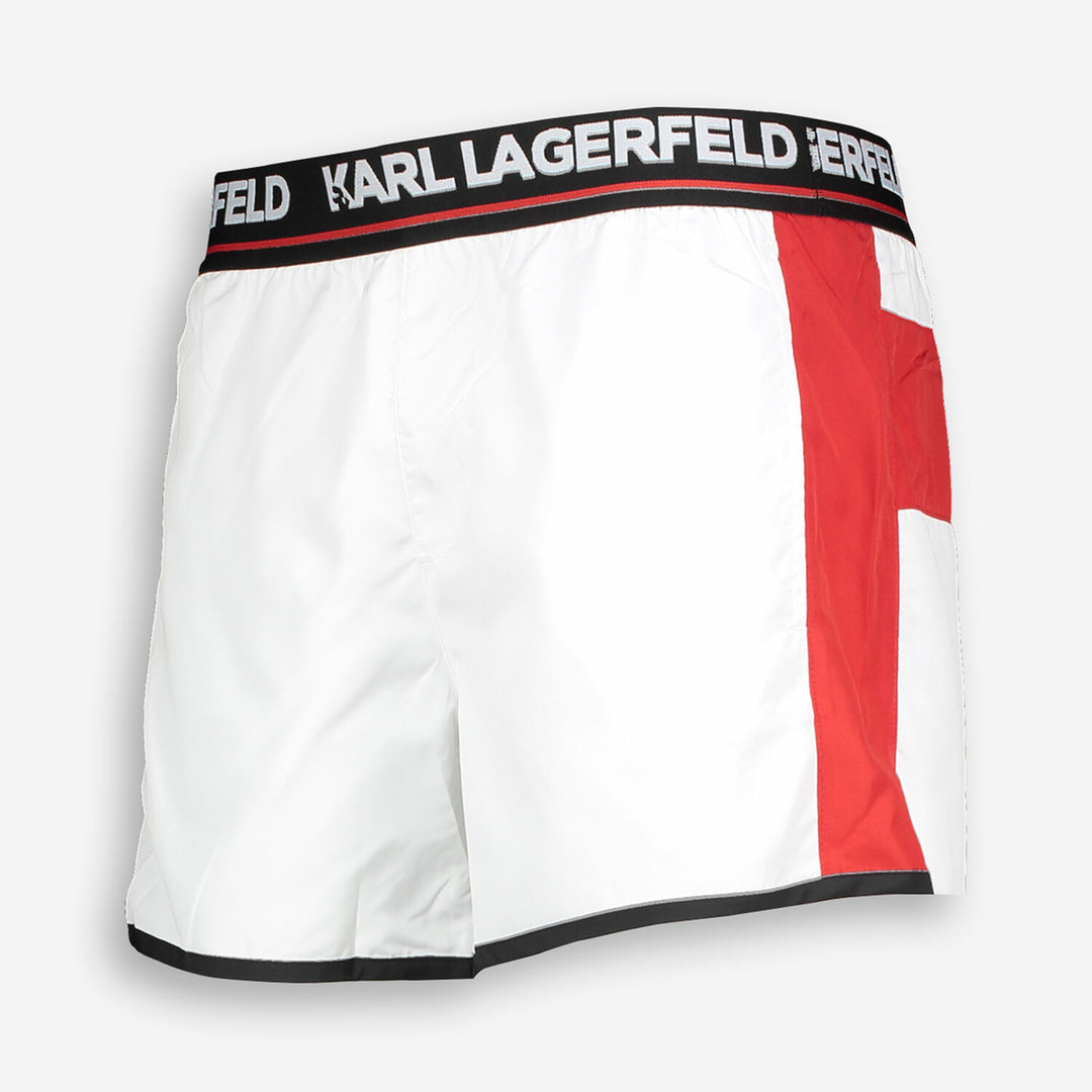 KARL LAGERFELD  White Branded Swim Shorts Veronique Luxury Collections