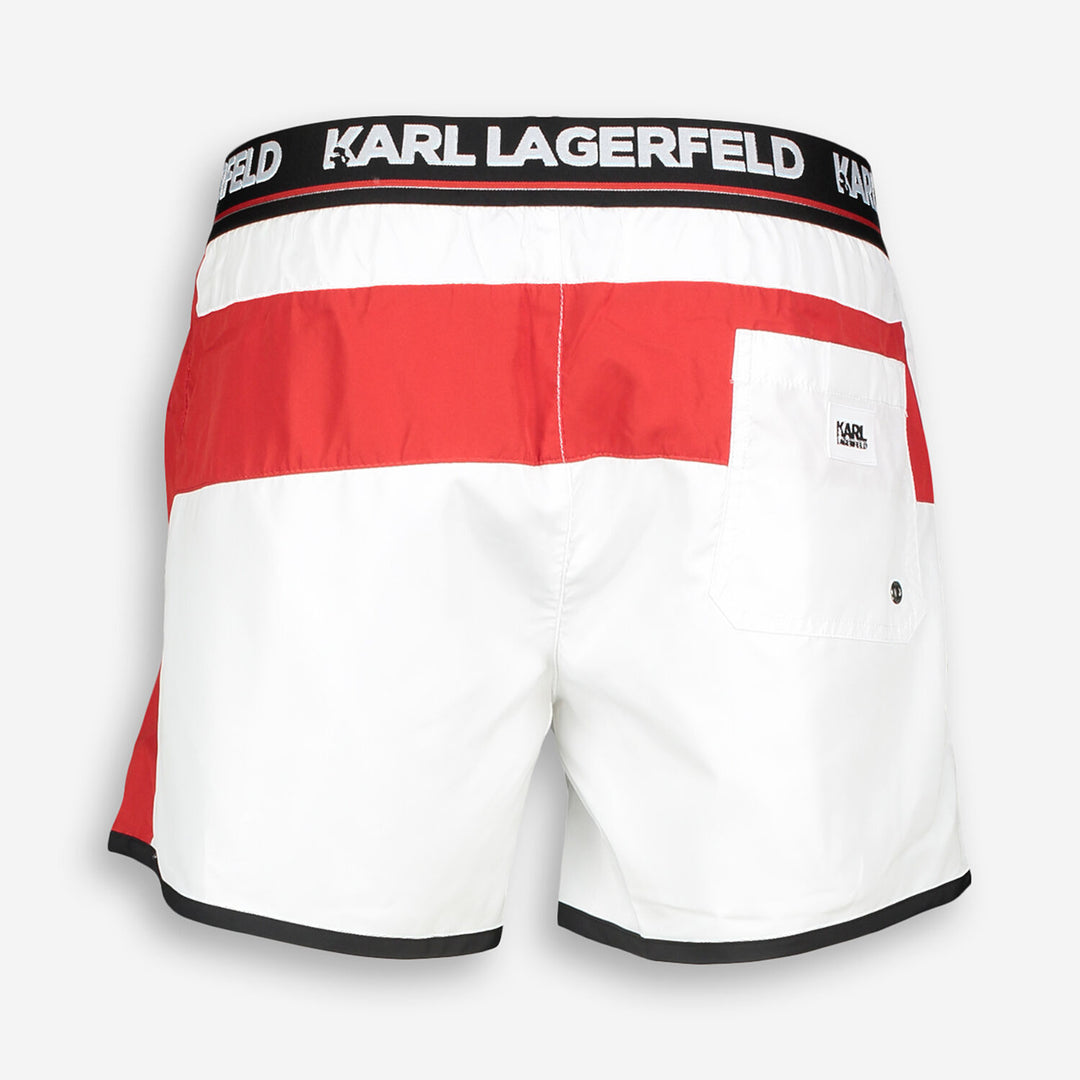 KARL LAGERFELD  White Branded Swim Shorts Veronique Luxury Collections