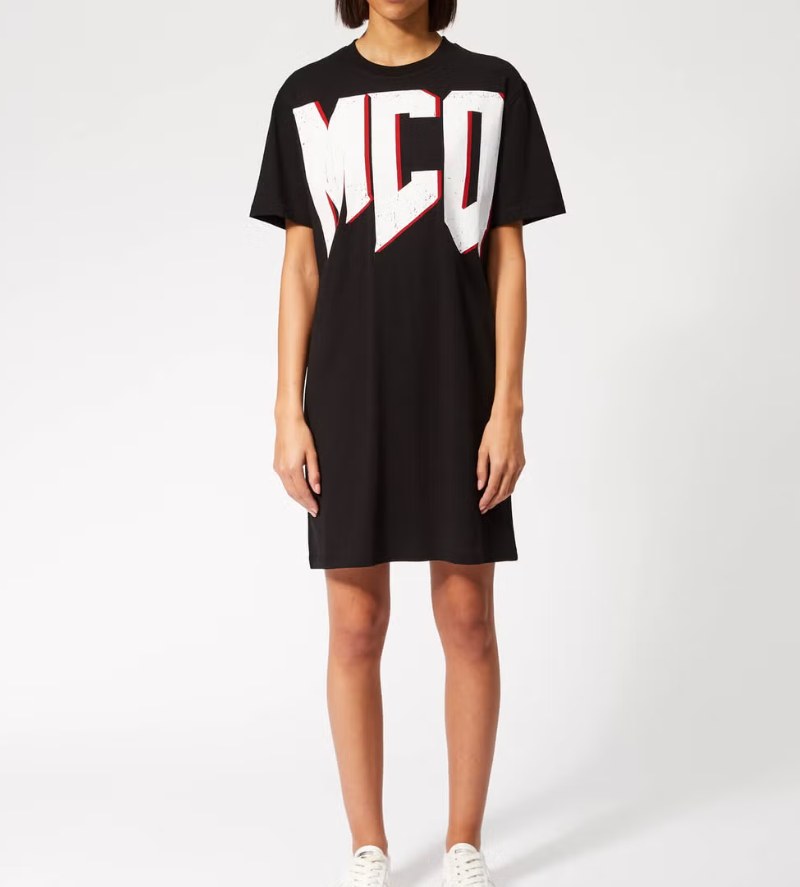 MCQ  Black Branded T Shirt Dress Veronique Luxury Collections