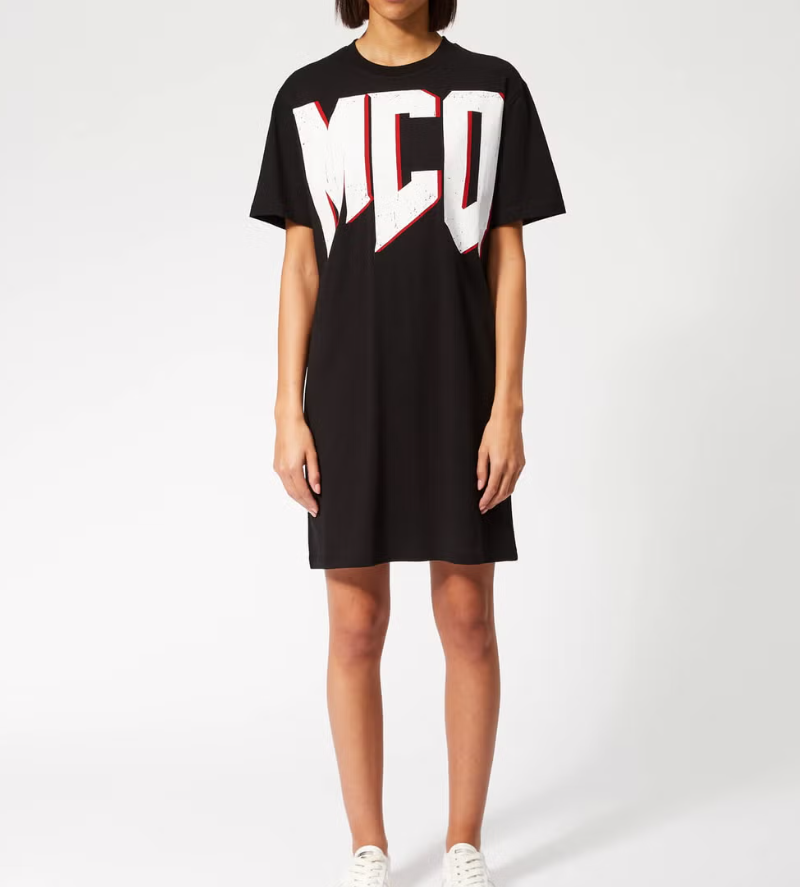 mcq shirt dress % 100 Authentic MCQ Women Diamond print MCQ logo T-shirt Dress