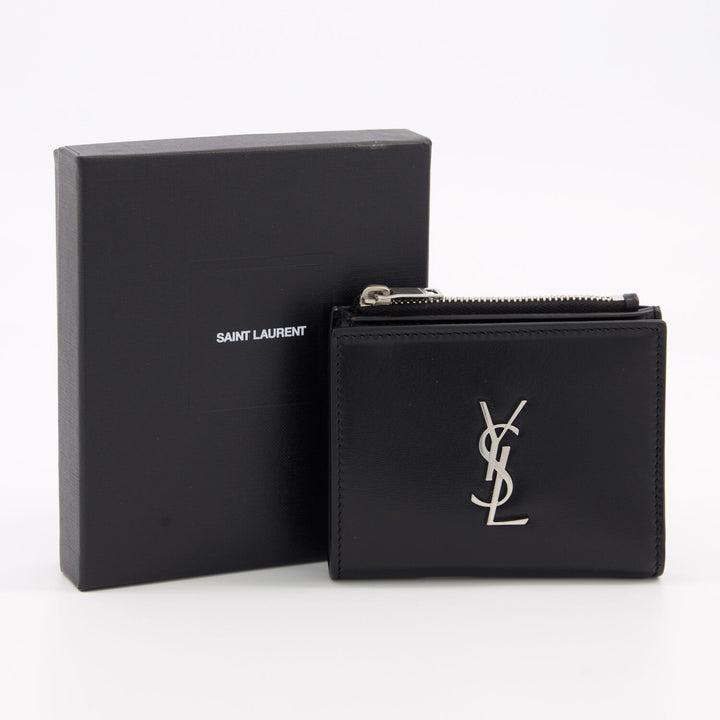 Saint Laurent  Black Leather Wallet Veronique Luxury Collections