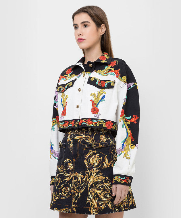 VERSACE JEANS COUTURE
Sun Flower Garland Print Denim Jacket In White Veronique Luxury Collections