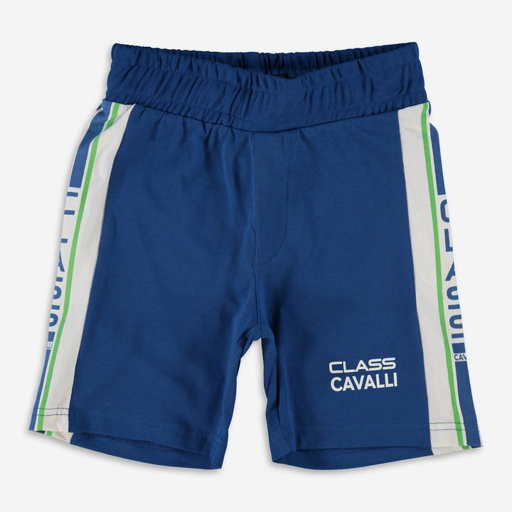 CAVALLI CLASS  Navy & White Logo Shorts Veronique Luxury Collections