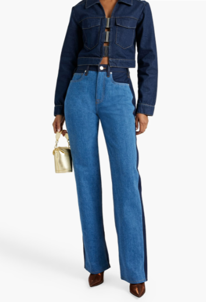 FRAME  Blue Le Jane Contrast Patchwork Jeans Veronique Luxury Collections