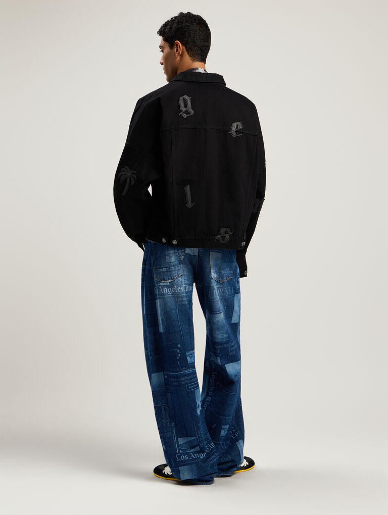 Palm Angels  Black Denim Jacket Veronique Luxury Collections