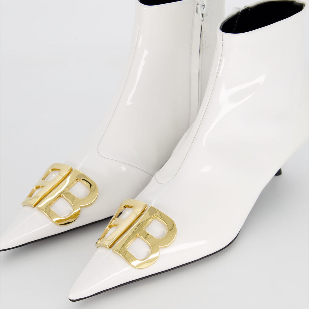 BALENCIAGA  White Leather Patent Boots Veronique Luxury Collections