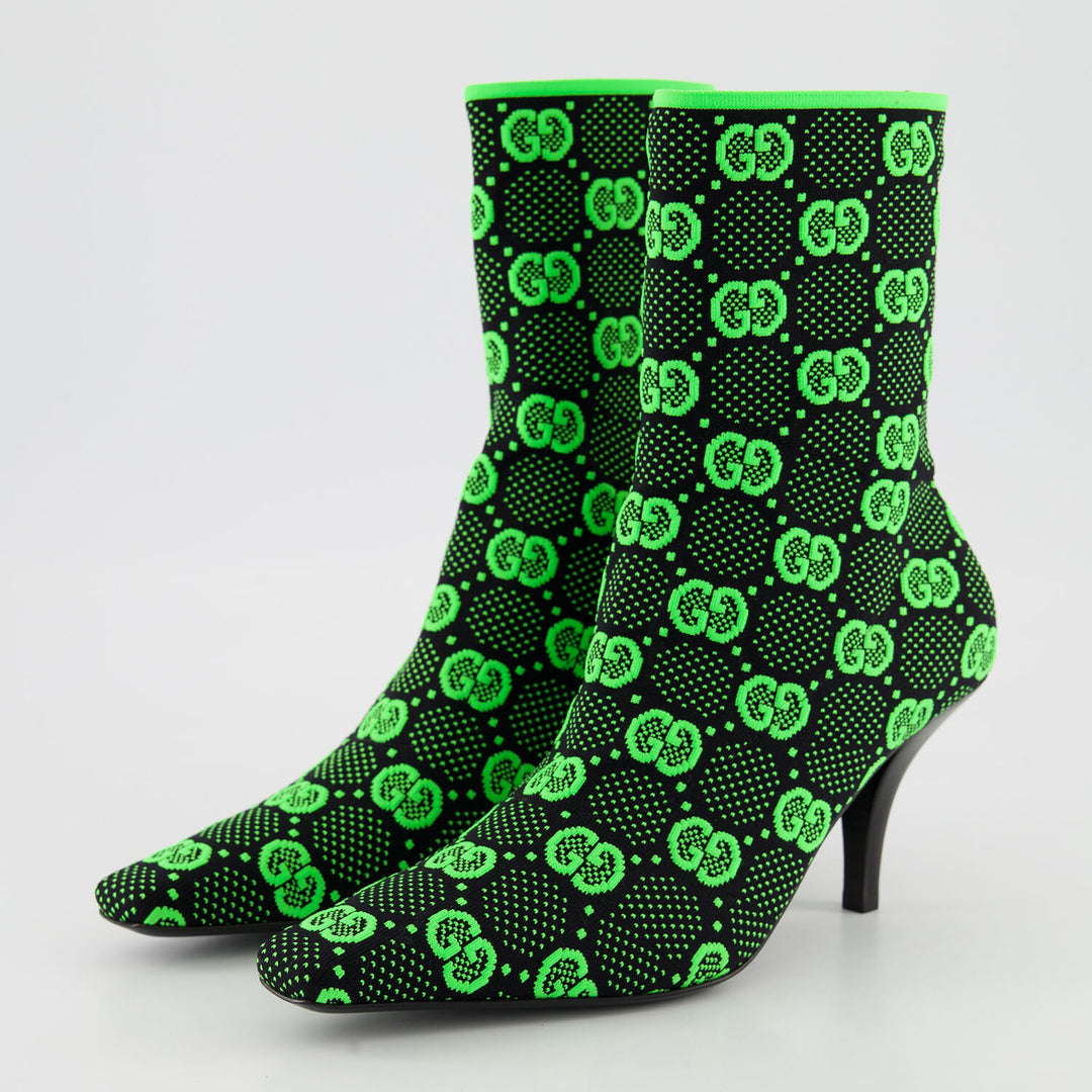 GUCCI  Green Monogram Ankle Boots Veronique Luxury Collections