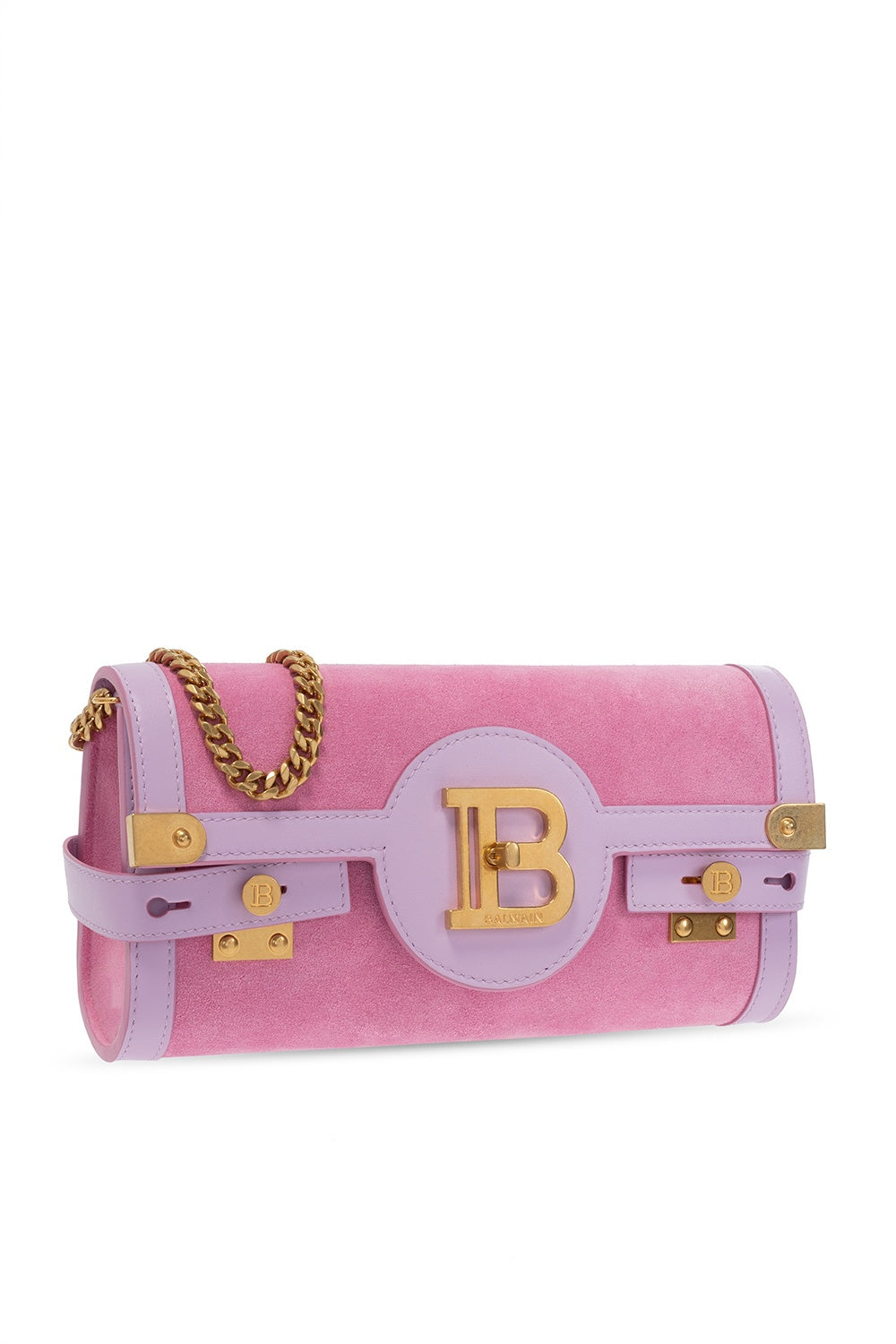 BALMAIN  Pink & Lilac Suede Shoulder Bag Veronique Luxury Collections