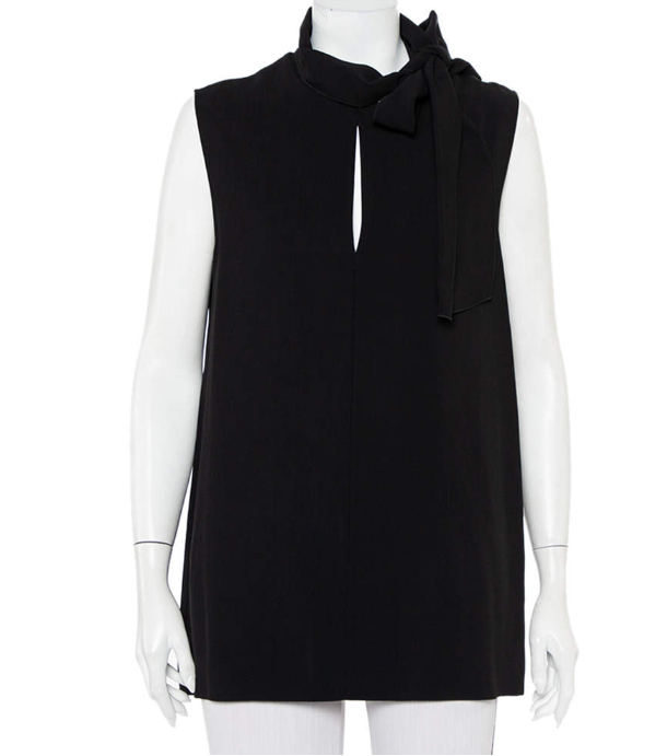 JOSEPH  Black silk sleeveless neck-tie top Veronique Luxury Collections