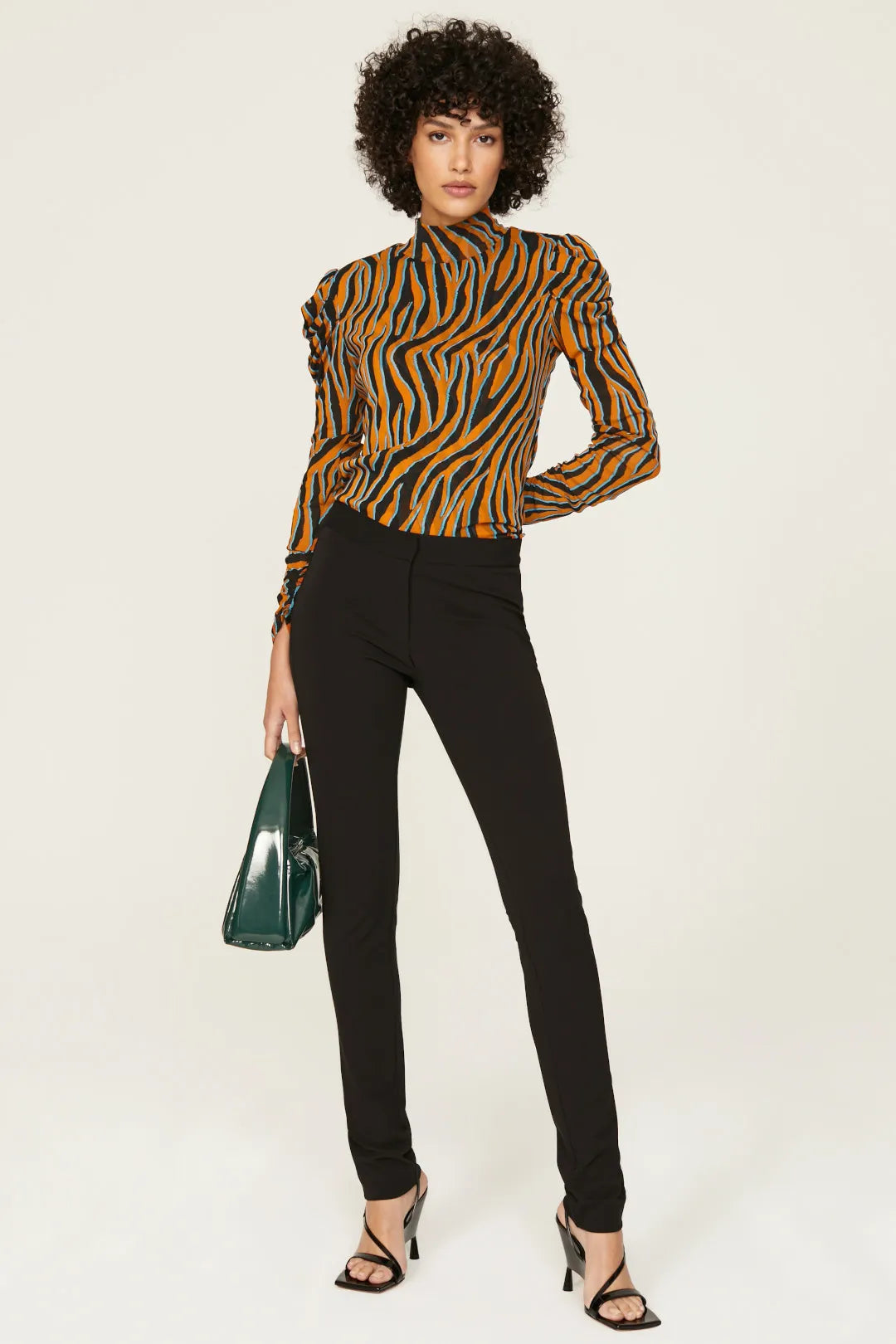 DIANE VON FURSTENBERG  Orange & Black Animal Patterned Top Veronique Luxury Collections