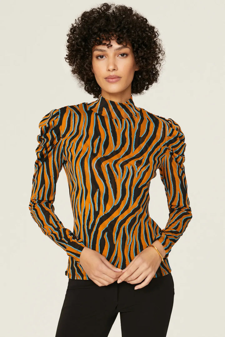 DIANE VON FURSTENBERG  Orange & Black Animal Patterned Top Veronique Luxury Collections