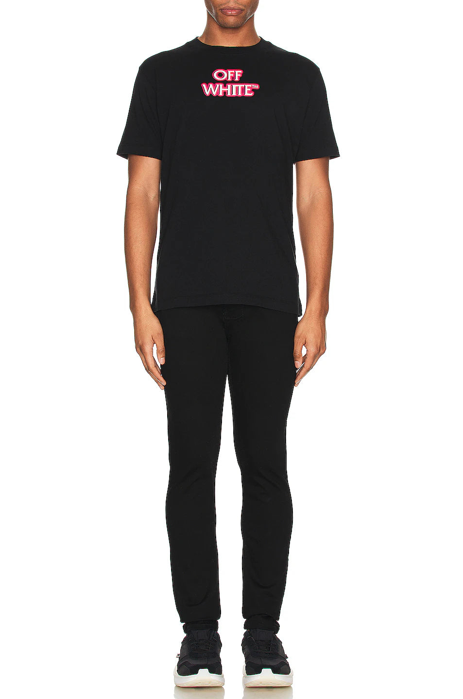 OFF WHITE  Black Branded T Shirt Veronique Luxury Collections