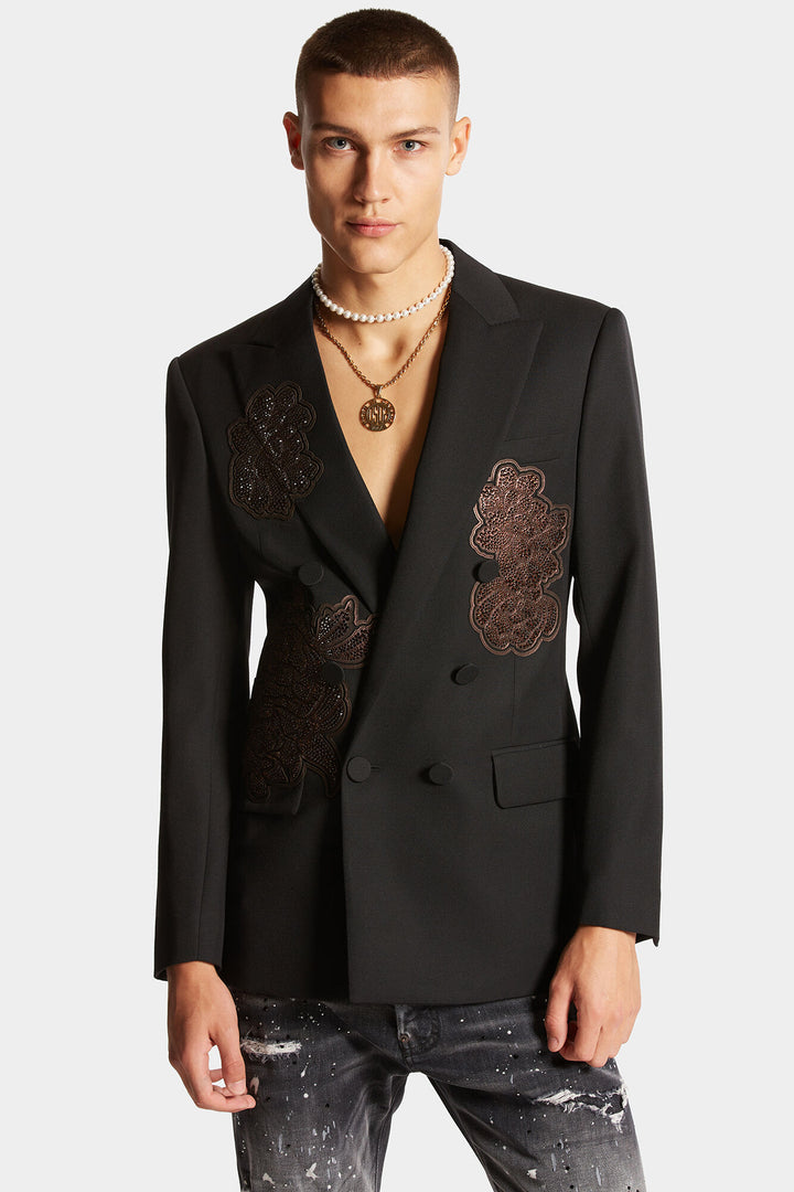 DSQUARED2 rhinestone-embellished double-breasted blazer Veronique Luxury Collections