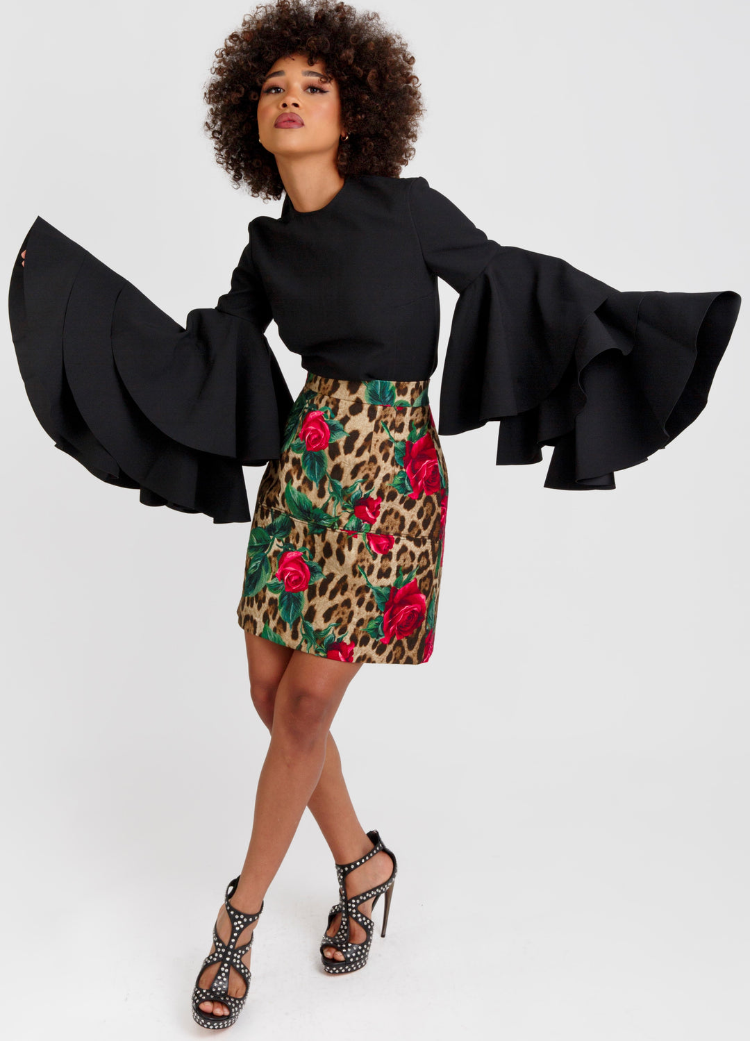 DOLCE & GABBANA LEOPARD Print Multicolour Rose  Skirt Veronique Luxury Collections