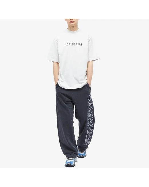 BALENCIAGA  White Mirrored Logo T Shirt Veronique Luxury Collections