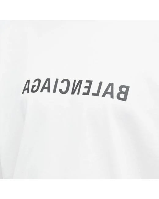 BALENCIAGA  White Mirrored Logo T Shirt Veronique Luxury Collections