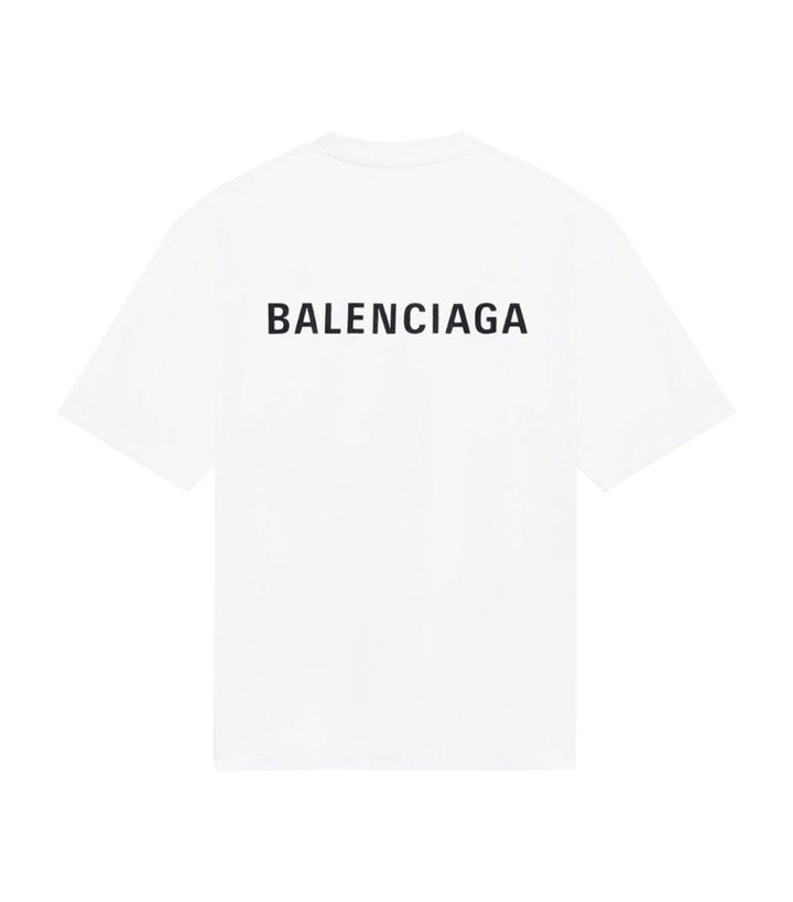 BALENCIAGA  White Mirrored Logo T Shirt Veronique Luxury Collections