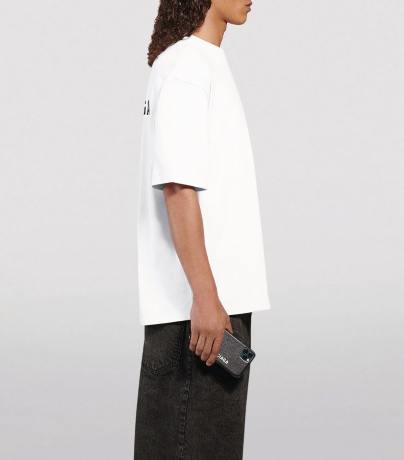 BALENCIAGA  White Mirrored Logo T Shirt Veronique Luxury Collections