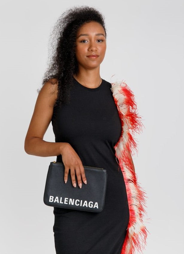 BALENCIAGA  Black Pouch Clutch Bag Veronique Luxury Collections