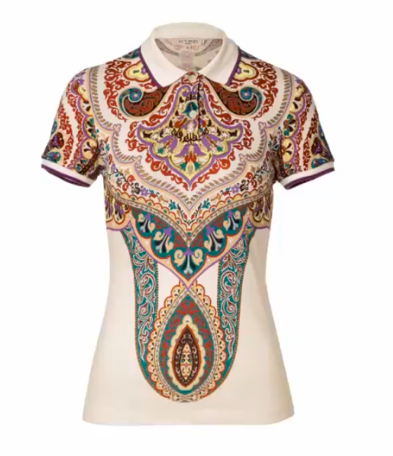 ETRO Milano  Paisley Printed Short-Sleeved Polo Shirt Veronique Luxury Collections