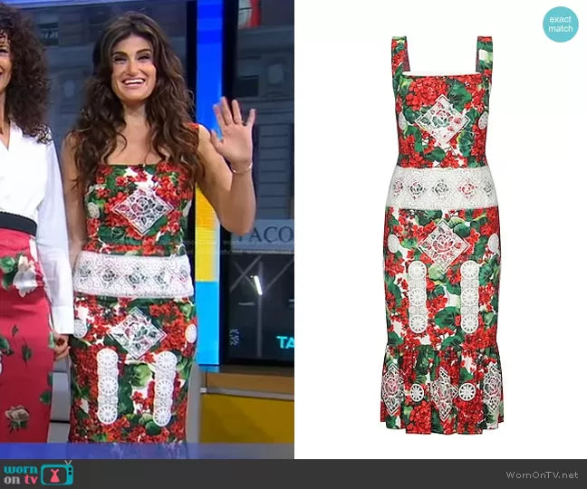 DOLCE & GABBANA  Red & Green Floral Midi Dress Veronique Luxury Collections