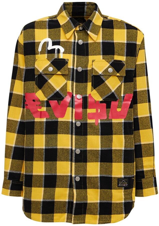 EVISU x Sfera Ebbasta check-print cotton  OVERSIZED SHIRT Veronique Luxury Collections