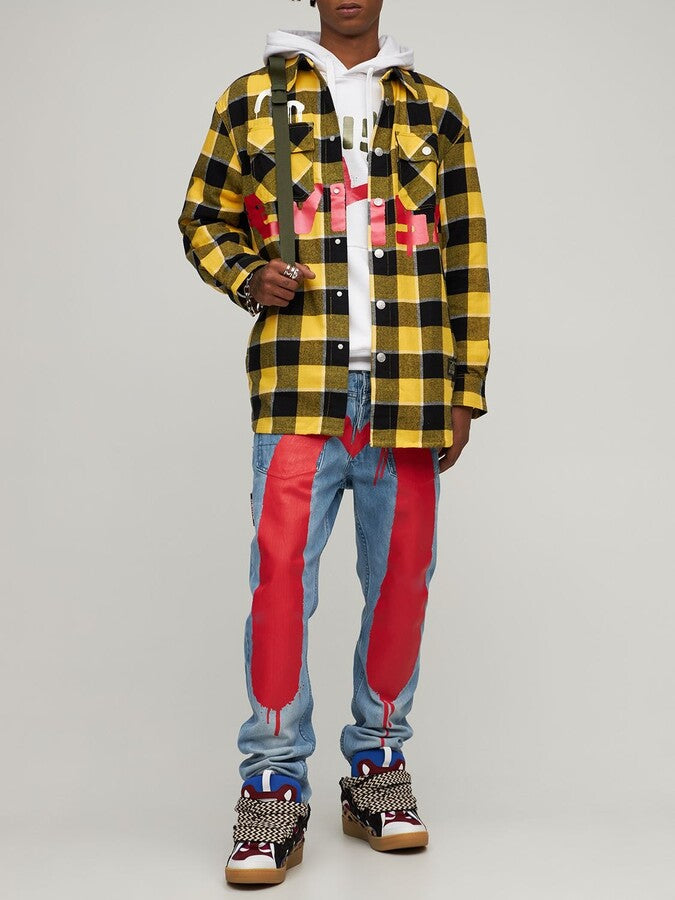 EVISU x Sfera Ebbasta check-print cotton  OVERSIZED SHIRT Veronique Luxury Collections