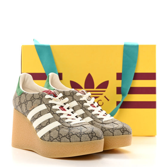 Gucci x Adidas  Beige Logo Wedge Trainers Veronique Luxury Collections